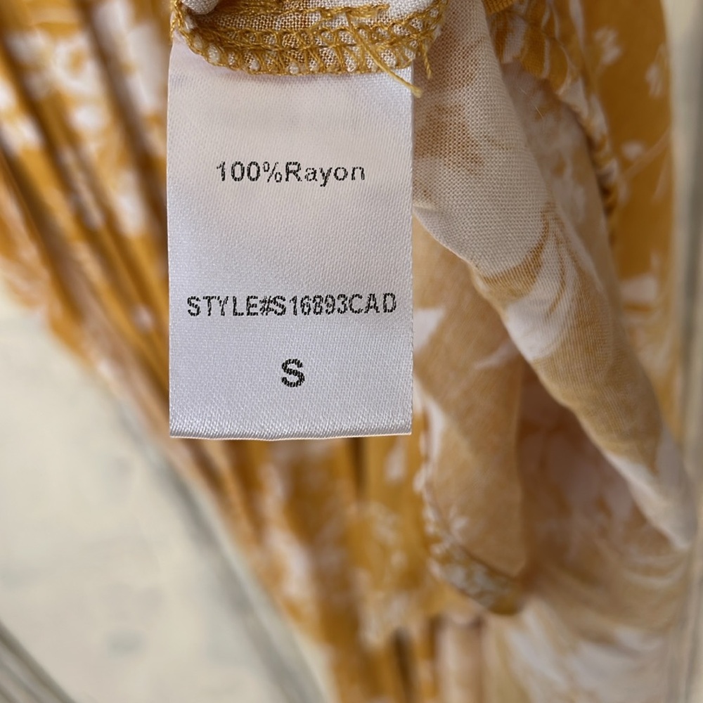 Mustard Seed Yellow (W/ POCKETS) and White Floral Sundress (small) - Picture 11 of 12